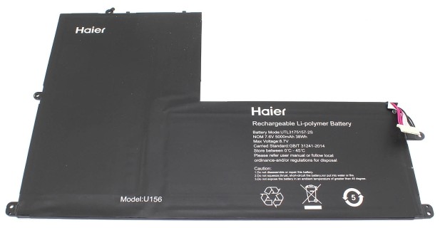 Аккумуляторная батарея для ноутбука Haier U156 (7.6V 5000mAh/38Wh) PN: UTL3175157-2S