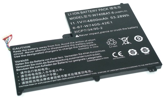 Аккумуляторная батарея для ноутбука DNS Clevo W740 (11.1V 4800mAh) PN: W740BAT-6