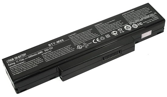 Аккумуляторная батарея для ноутбука MSI GX600 GX610 GX620 (11.1V 4400mAh) PN: BTY-M66