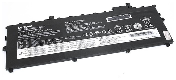 Аккумуляторная батарея для ноутбука Lenovo ThinkPad X1 Carbon Gen 5 (11.58V 57Wh) PN: 01AV430, 01AV494