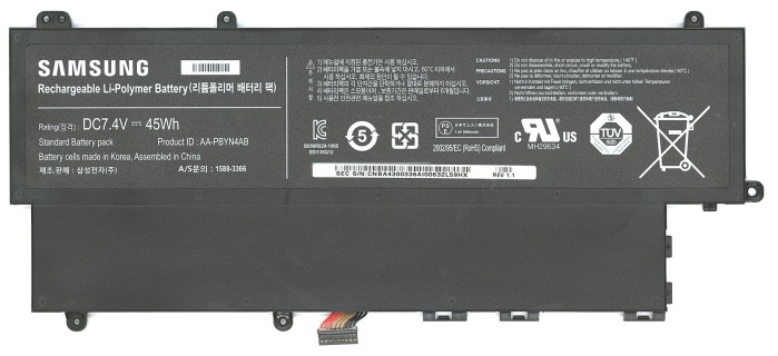 Аккумуляторная батарея для ноутбука Samsung 530U3B, 530U3C (7.4V 45Wh) PN: AA-PBYN4AB