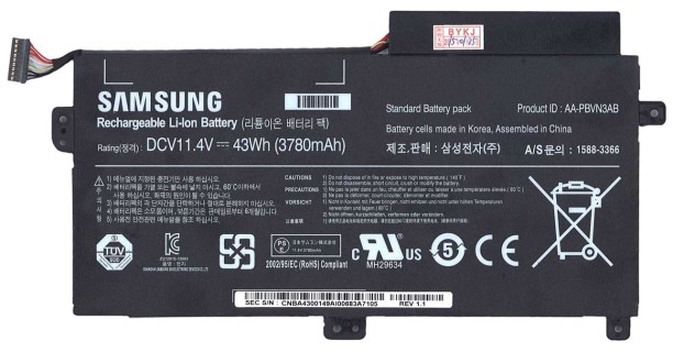 Аккумуляторная батарея для ноутбука Samsung 370R5E, 470R5E (11.4V 43Wh) PN: AA-PBVN3AB, черная