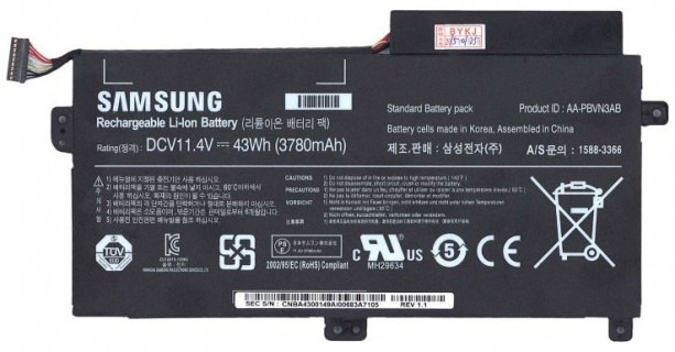 Аккумуляторная батарея Samsung для ноутбуков NP370, NP450, NP510 серий (11.4v 3780mAh) AA-PBVN3AB